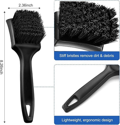 Wheel Rim Tire & Carpet Cleaning Brush Set, Soft & Stiff Bristle Wash Cleaning Supplies Kit for Car All Exterior Surface and Car Interior Cleaning Brush for Car Truck SUV RV Motorcycle (Green)