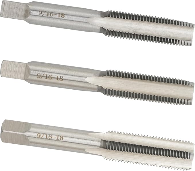 9/16"-18 UNC Hand Tap Right Hand, 9/16 x 18 Threading Hand Tap 3Pcs