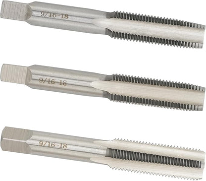 9/16"-18 UNC Hand Tap Right Hand, 9/16 x 18 Threading Hand Tap 3Pcs