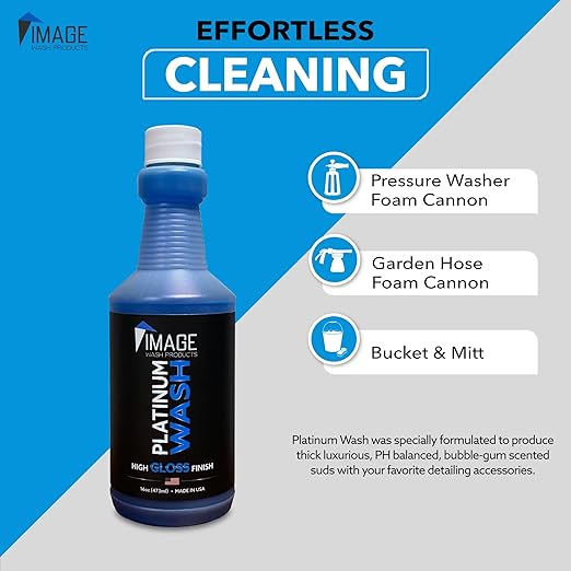 Image Wash Products - 16oz Platinum Wash Car Soap – Car Wash Foam Soap for Foam Cannon & Pressure Washer | High Gloss RV/Truck Wash Soap | Bubble Gum Scent, Detailer Grade Car Soap