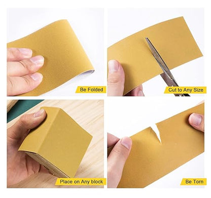 S SATC 240 Grit PSA Longboard Sandpaper 20 Yard Long Continuous Roll, 2-3/4" Wide Self Adhesive Stickyback Sanding Sheets for Automotive, Hand Sanding Blocks,Woodworking, Metal, Plastic