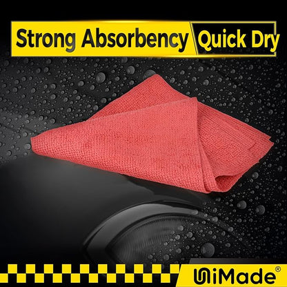 Microfiber Cleaning Cloth, 24 Pack Reusable Microfiber Towels for Cars Lint Free Cleaning Shop Towel Rags for Home Kitchen Automotive Bar Mechanic Restaurant Garage, 11.5"x 11.5", Red