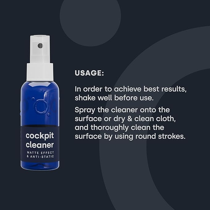Nanotekas Cockpit Cleaner - Interior Cleaner - Matte Finish Detailer and Spray Sealant has Anti-Static Specs and Silver Nano Particles, Dust-Repellent, Easy Clean for Car Dashboards & Plastics - 100ml
