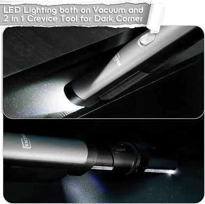 Handheld Vacuum Cordless Car Vacuum Cleaner with 18KPa Powerful Suction, Portable Chargeable Handy Vac with LED Front Light & Storage Dock, Dust Buster for Office Home, Pet Brush for Pet Hair, Gray