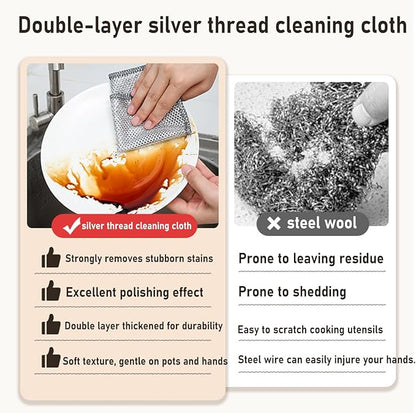 Sunyuneey Non-Scratch Metal Wire Dishcloth, Quick Cleaning Without Leaving Marks, Easily removes Stubborn Stains, Suitable for Various Surfaces, Metal Wire Dishcloth Cleaning Power (10)