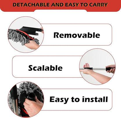 Car Duster Exterior Scratch Free,Microfiber Car Duster with Extendable Handle, with 3PCS Detailing Brush, Exterior Interior Multipurpose for SUV,Truck,RV