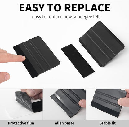 Squeegee for Vinyl, 2 Pcs Vinyl Squeegee with Extra 2 Felt Replacements, 4 Inch Vinyl Wrap Tools for Car Wrap, Craft Sign Making, DIY Crafting, Window, Black