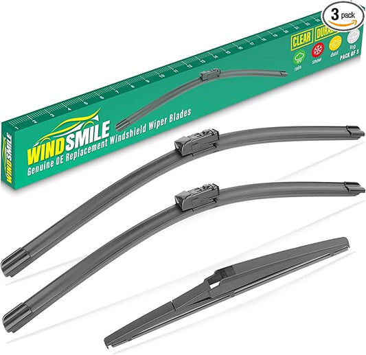 26" 16" 12" Windshield Wiper Blades Replacement for LEXUS NX NX200t 2015 2016 2017 / NX300 2018-2021 / NX300h 2015-2021 Premium All Weather Front Rear Wipers Set - OEM Quality (Pack of 3)
