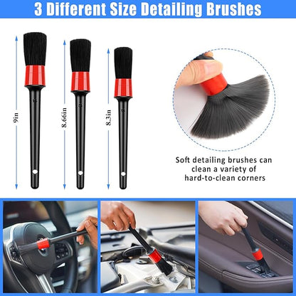 AUTODECO Car Detailing Kit, Car Detailing Brush Set, Bendable Car Wheel Rim Cleaner Brush Set, Car Detailing Brushes, Car Wash Cleaning Tools Kit for Interior, Exterior, Wheels, Blue