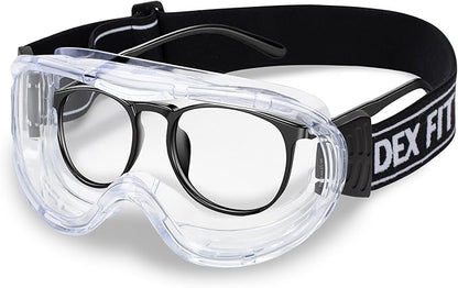 DEX FIT Safety Protective Goggles SG220; 3X Anti Fog & Scratch, Z87 Eye Protection, Adjustable for Lab and Chemistry Work