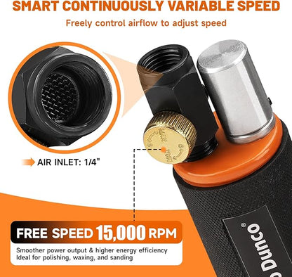 NuoDunco 1/2/3 Inch Mini Random Orbital Air Sander Kit Industrial Grade Pneumatic Sander for Auto Body Work with 60 Pcs 1"2"3" Hook & Loop Sanding Discs for Metal & Woodworking