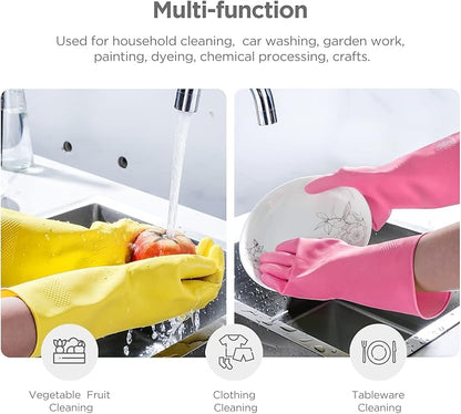 IUCGE Rubber gloves dishwashing 2 or 4 Pairs for Kitchen,Cleaning gloves for household Reuseable.