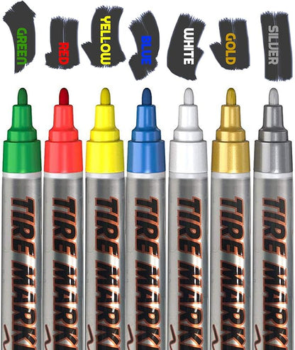 MC MOTOPARTS Permanent White Red Blue Green Yellow Tire Pen Marker Lettering Paint Tool Automotive Motorcycle Care Kit