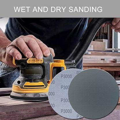 6 Inch 50 Pcs Wet Dry Sanding Discs Hook and Loop, 3000 Grit Sandpaper Automotive Wood Metal Polishing & Sanding, Silicon Carbide Sand Paper for Random Orbital Sander (Grit 3000)