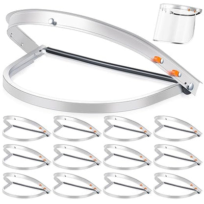Zonon 12 Pcs Aluminum Face Shield Adapter for Grinding Cutting Cap Style Hard Hat Safety Face Mask Shield Visor Bracket (White)