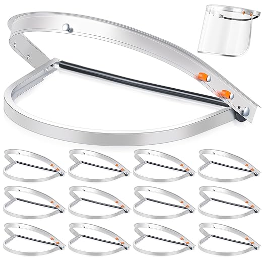 Zonon 12 Pcs Aluminum Face Shield Adapter for Grinding Cutting Cap Style Hard Hat Safety Face Mask Shield Visor Bracket (White)