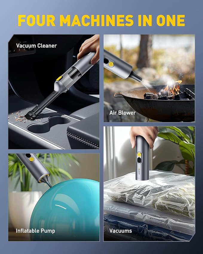 AUXITO Car Vacuum Cleaner - Portable Handheld Vacuum Cleaner 14000Pa Suction Power, Blow & Suction 2 in 1 Mini Vacuum Cleaner Hand Held Vacuum for Car, Home, Pet, Office, Gifts for Men (Silver)