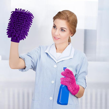 Potchen 6 Pcs Microfiber Dusting Mitt Gloves Microfiber Washable Dusting Gloves Car Wash Mitt for Leaf Cleaning Plant