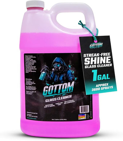 Gottom Glass Cleaner – 128oz, Ammonia Free, Streak-Free Window & Glass Cleaner, Safe on Tint – Perfect for Mirrors, Windows, & Glass Surfaces – Effective Dirt & Grime Remover