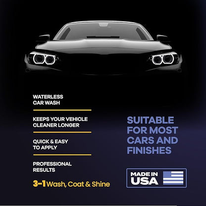 Car Wax Spray and Ceramic Coating For Cars With Added UV Protection (16 oz)- Long Lasting Shiny Car Stuff - Spray Wax For Cars With 2 Micro Fiber Towels, Waterless Wash