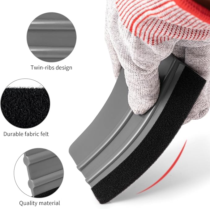 NEWISHTOOL 100 PCS Felt Squeegee for Vinyl - Flexible Plastic Squeegee with Fabric Felt for Vinyl Wrap Application, Bubble Removal, Sign Making, Graphic Decal Installing & Car Wrapping Scraper Tool