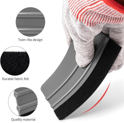 NEWISHTOOL 100 PCS Felt Squeegee for Vinyl - Flexible Plastic Squeegee with Fabric Felt for Vinyl Wrap Application, Bubble Removal, Sign Making, Graphic Decal Installing & Car Wrapping Scraper Tool