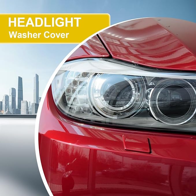 Car Front Bumper Headlight Washer Cover Compatible with BMW 3 Series E90 E91 2009 2010 2011Headlight Washer Nozzles Cover 61677211209 61677211210 Water Spray Cover Black Right