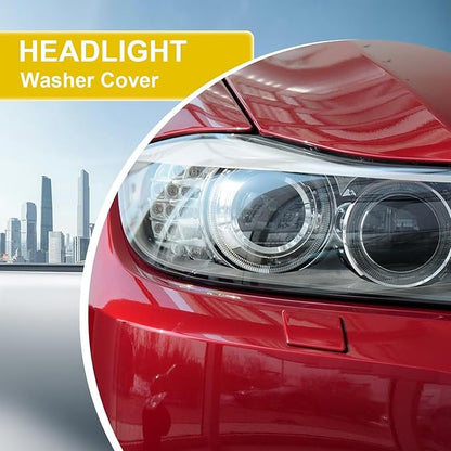 Car Front Bumper Headlight Washer Cover Compatible with BMW 3 Series E90 E91 2009 2010 2011Headlight Washer Nozzles Cover 61677211209 61677211210 Water Spray Cover Sliver Left