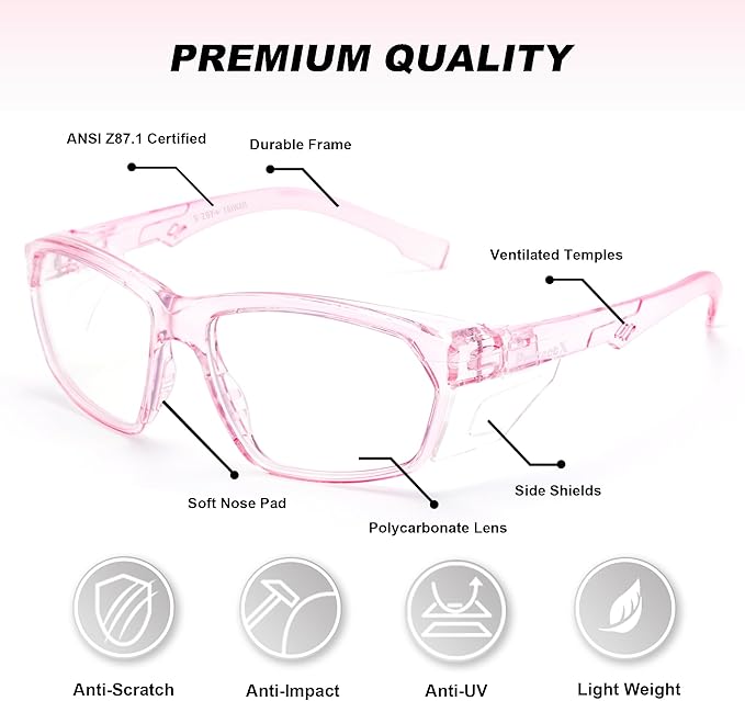 ProtectX Classic Safety Glasses, Anti-Fog Scratch Resistant Lenses, Protective Eyewear for Work, Indoor/Outdoor, ANSI Z87.1