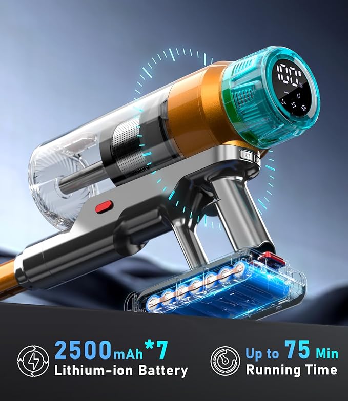 MBYULO Cordless Vacuum Cleaner for Home 680W 60Kpa Upgraded Powerful Stick Vacuum Up to 75Mins, Anti-Tangle & Wall Mount Charging, 8 in 1 Lightweight Vacuum Cleaners for Home/Pet Hair/Carpets/Floors