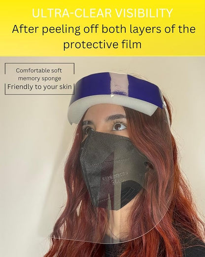 Mystic Romance 6 Pack Face Shields – Reusable Anti-Fog Full Face Protection – Clear Safety Gear for Work, Salons & Travel