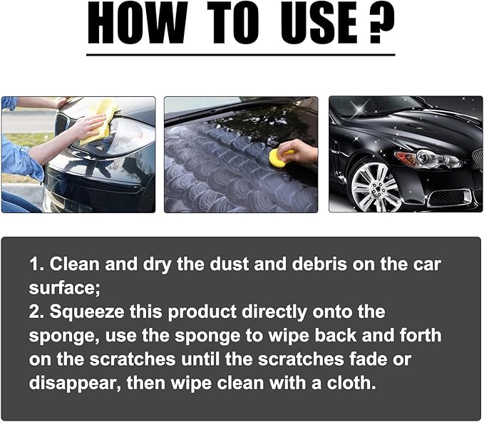 Wax Polishing Compound & Scratch Remover,Scratch Repair Wax for Car,Premium Car Scratch Remover Kit with Wipe & Sponge,White (Paste)