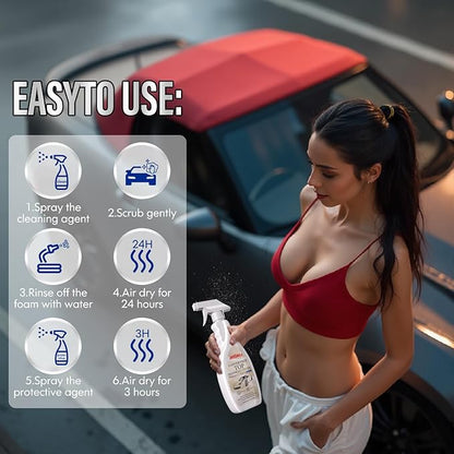 Convertible Top Cleaner And Protectant Kit Use For Cleaning And Protecting The Automotive Soft Tops Of Fabric Construction.Deep-Penetrating Cleaning,Preventing Cracks, 2 Items,Total 32 OZ
