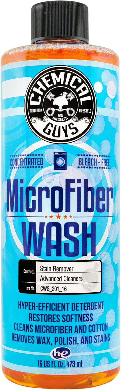 Chemical Guys Microfiber Cleaning Cloth and Car Wash Towel Detergent - Concentrated Cleaner for Towels, Microfiber Cloths, and Pads - Removes Dirt, Wax, Grease, Stains, Orange Scent - 16 oz