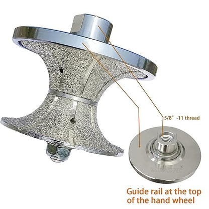 VANEPIC V50 2 inch Diamond Full Bullnose Profile Wheel Diamond Hand Profiler Router Bit Wheel Vacuum Brazed with 5/8-11 Thread for Grinder Polisher Granite Marble Concrete and Countertop Edge Shaping