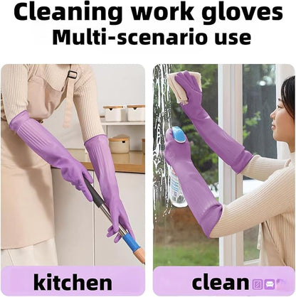 JINGLIKANG 18inch Household Cleaning Rubber Kitchen Dishwashing Waterproof Gloves, Long Durable Anti Slip Work Latex Gloves