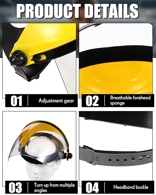 Tellegloww 12 Pack Safety Face Shield for Grinding and Cutting, Full Impact Resistant Face Shield Mask for Work Chemical Woodworking (Yellow)