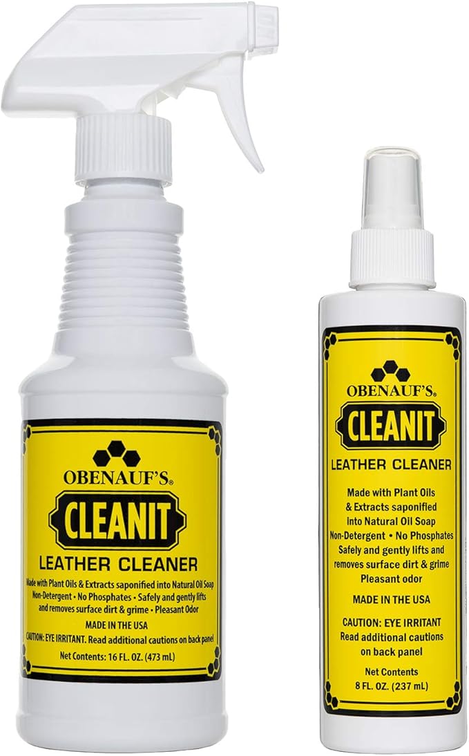 Obenauf's Cleanit Leather Cleaner - Natural Plant Oil Leather Cleaner for Boots, Furniture and Car Interior - Safe and Gentle Non-Detergent Oil Liquid Soap - Ready-to-use 8oz Spray Bottle