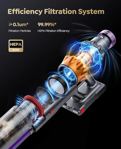 ozeeco Cordless Vacuum Cleaner, 600W/50KPA/65Mins Vacuum Cleaners for Home, Self-Standing Stick Vacuum with Wall Mount Charging and Auto Mode, Handheld Vacuum for Pet Hair/Carpet/Floor