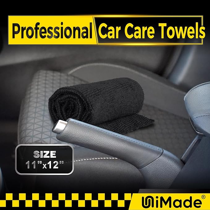 Microfiber Cleaning Cloth, 24 Pack Reusable Microfiber Towels for Cars Lint Free Cleaning Shop Towel Rags for Home Kitchen Automotive Bar Mechanic Restaurant Garage, 11"x 12", Black