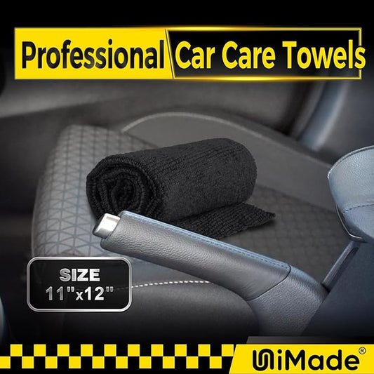 Microfiber Cleaning Cloth, 24 Pack Reusable Microfiber Towels for Cars Lint Free Cleaning Shop Towel Rags for Home Kitchen Automotive Bar Mechanic Restaurant Garage, 11"x 12", Black