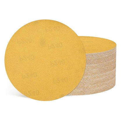 Kozelo 50 Pcs Sanding Discs 8-7/8 Inch 240 Grit Hook and Loop Random Orbital Sandpapers Suitable for Drywall Sander Wood Metal Furniture, Yellow