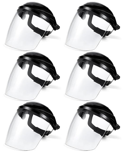 Tellegloww 6 Pack Safety Face Shield for Grinding and Cutting, Full Impact Resistant Face Shield Mask for Work Chemical Woodworking (Black)