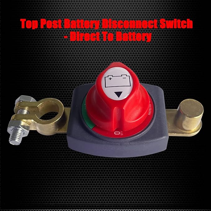 Ampper Top Post Battery Disconnect Switch 12V - 48V, Marine Battery Switch Disconnect Power Cut Shut Off for Car, RV and Boat (Negative, On/Off)