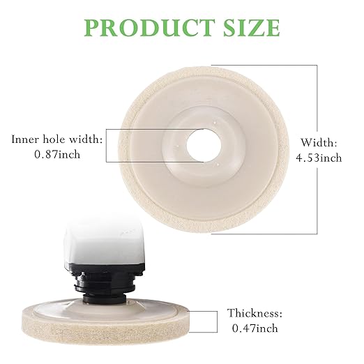 Mornajina 10 Packs 4.5" x 7/8" Round Wool Felt Polishing Wheel Disc Pads Kit for Angle Grinder 7/8" (Model 115/125) for Metal, Marble, Furniture, Car Wax, Granite (12mm Thickness)