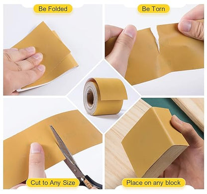 S SATC 800 Grit PSA Longboard Sandpaper 20 Yard Long Continuous Roll, 2-3/4" Wide Self Adhesive Stickyback Sanding Sheets for Automotive, Hand Sanding Blocks,Woodworking, Metal, Plastic