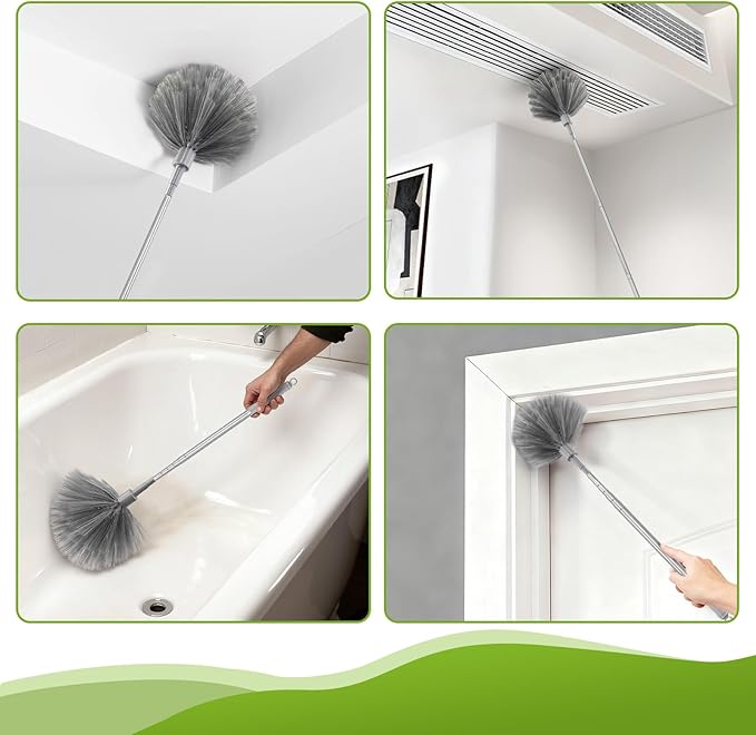 7-in-1 100-Inch Duster Kit with Extension Pole – Cobweb/Microfiber Dusters & Gap Cleaners for High Ceilings, Fans