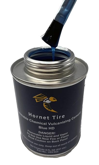 Hornet Tire Heavy Duty Blue Tire Repair Vulcanizing Cement W/Brush Top Can (8oz - Single)