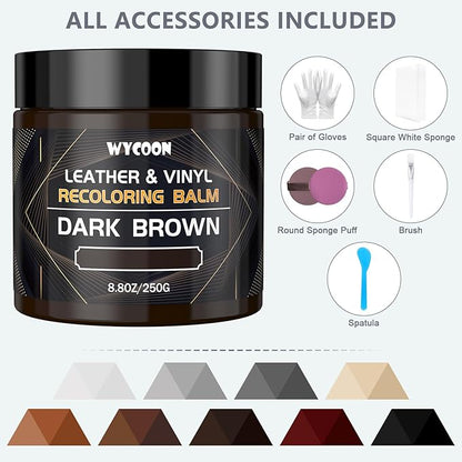 WYCOON Leather Recoloring Balm & Color Restorer | Beige Leather Dye, Paint & Repair Kit for Furniture, Couches, Car Seats, Shoes | Restore Faded & Scratched Surfaces