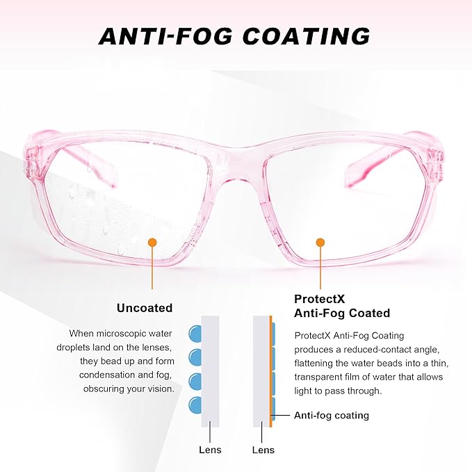 ProtectX Classic Safety Glasses, Anti-Fog Scratch Resistant Lenses, Protective Eyewear for Work, Indoor/Outdoor, ANSI Z87.1